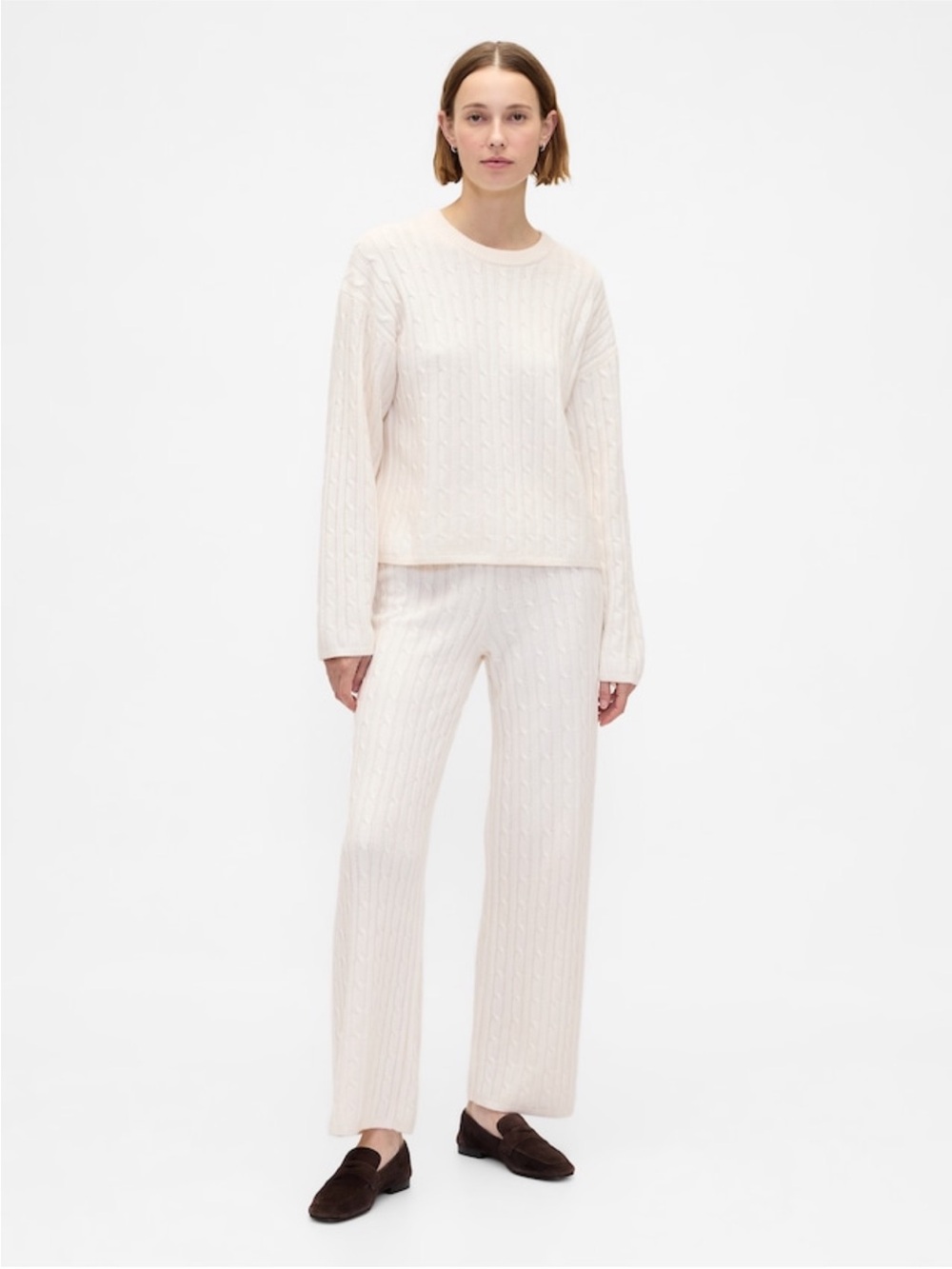 NWT Gap XL ivory soft knit cable pants